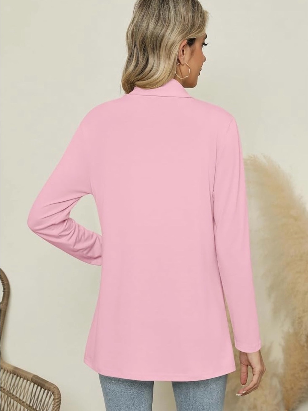 Pink Open-Front Women’s Cardigan - Picture 3 of 4